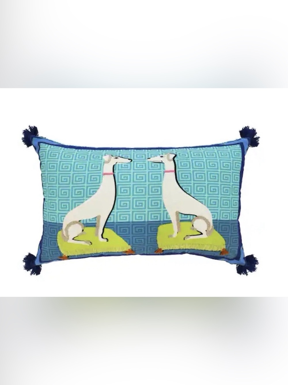 Jonathan Adler Blue and Green Greyhounds Decorative Pillow NWT